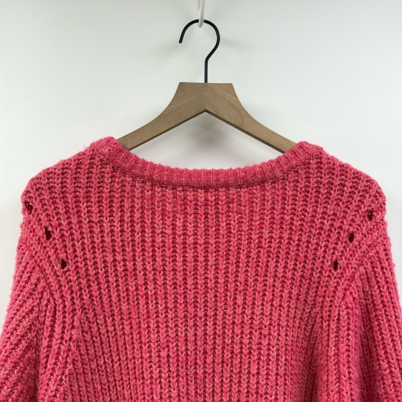 Ann Taylor LOFT Chunky Cable Knit Crewneck Pullover Sweater Pink 20/22 - Picture 6 of 8